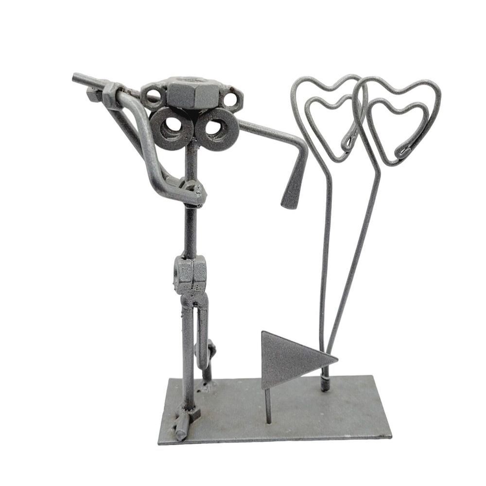Nuts And Bolts Golfer Sculpture Figure 6" Tall Picture/Card Holder Metal Art